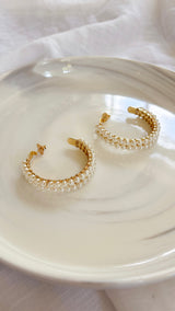 Isabella Double Pearl Hoops