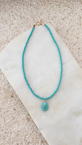 Matrix Teardrop Turquoise Pendant Necklace