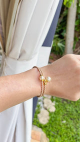 Capri Beige Leather & Pearl Wrap Bracelet