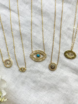 Dainty Round Pave Evil Eye Necklace