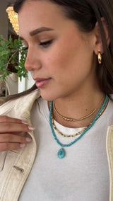 Matrix Teardrop Turquoise Pendant Necklace