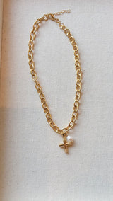 Rolo Cross Charm Necklace