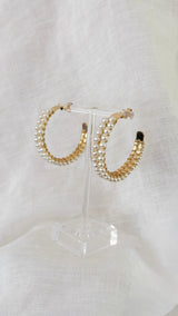 Isabella Double Pearl Hoops