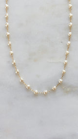 Mini Heart Pearl Station Necklace