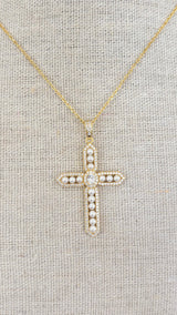 Candace Pearl Cross Necklace