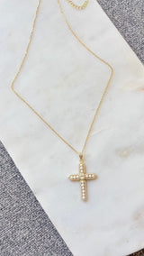 Candace Pearl Cross Necklace
