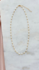 Mini Heart Pearl Station Necklace