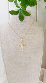 Candace Pearl Cross Necklace