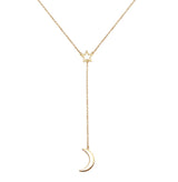 Open Star & Moon Gold Y Necklace