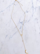 Open Star & Moon Gold Y Necklace