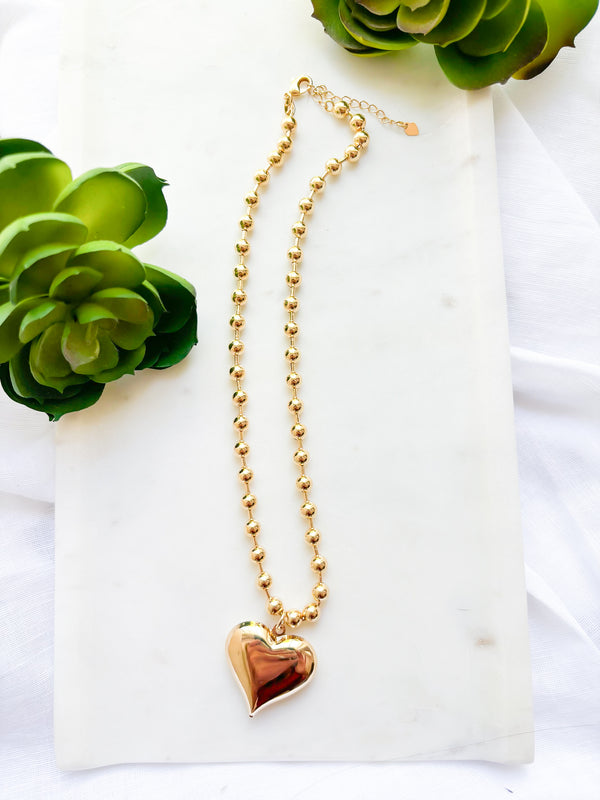 Puff Heart Ball Necklace