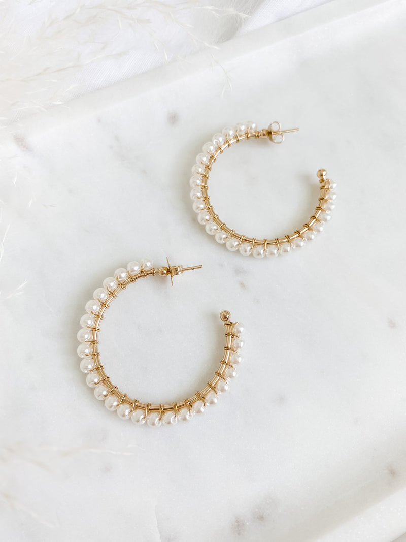 Isabella Pearl Hoops Medium