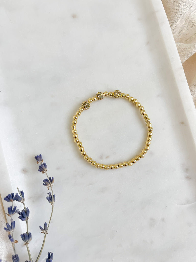 CZ Ball Gold Ball Bracelet