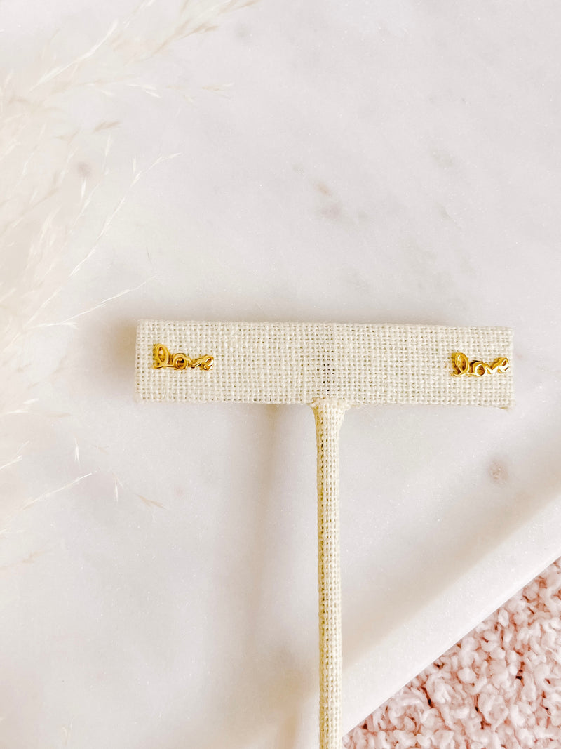 Love Cursive Stud Earrings