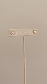 Mother of Pearl Heart CZ Earrings