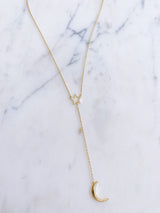 Open Star & Moon Gold Y Necklace