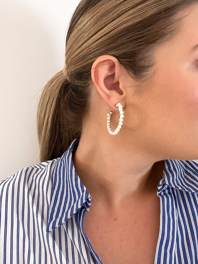 Isabella Pearl Hoops Small