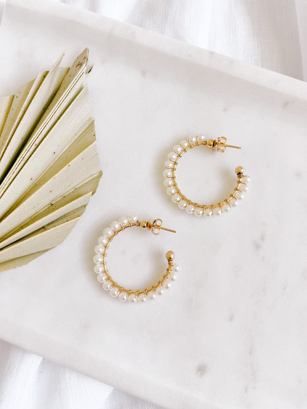 Isabella Pearl Hoops Small